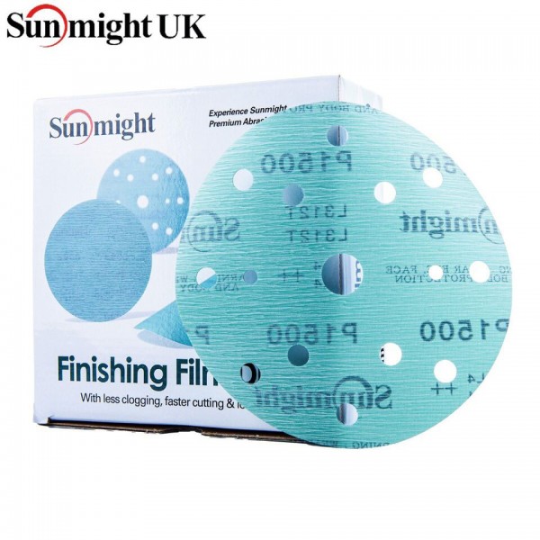 SunFilm Abrasives Finishing FILM SANDING DISCS 150MM -15 HOLE P800 - P2000