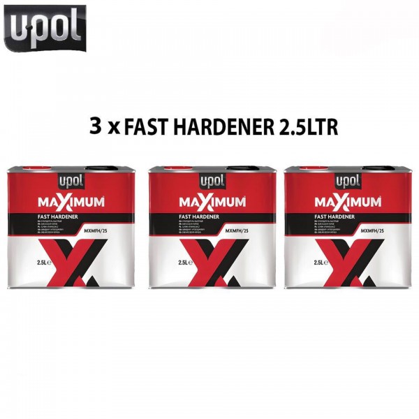 3 x UPOL MAXIMUM 2K FAST HARDENER 2.5LT
