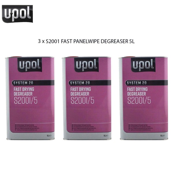 3 X U-POL SYSTEM 20 S2001 FAST PANELWIPE DEGREASER Panel wipe Upol 5L
