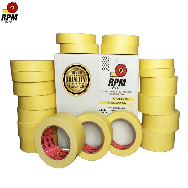 PREMIIUM AUTOMOTIVE MASKING TAPE ROLL BOX OF 24mm x 50m (36 Rolls)