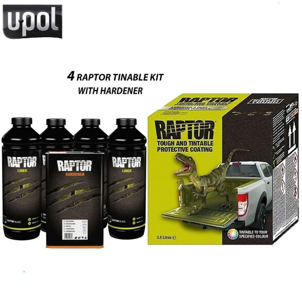 UPOL RAPTOR BED LINER TOUGH COATING U-POL 3.8L BLACK KIT INCLUDES HARDENER