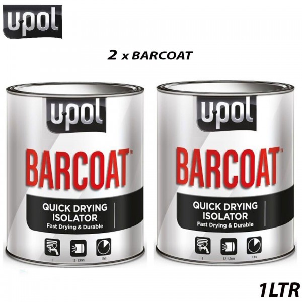 2 X U-POL BARCOAT QUICK DRYING ISOLATOR 1K PRIMER 2K PAINT REACTION